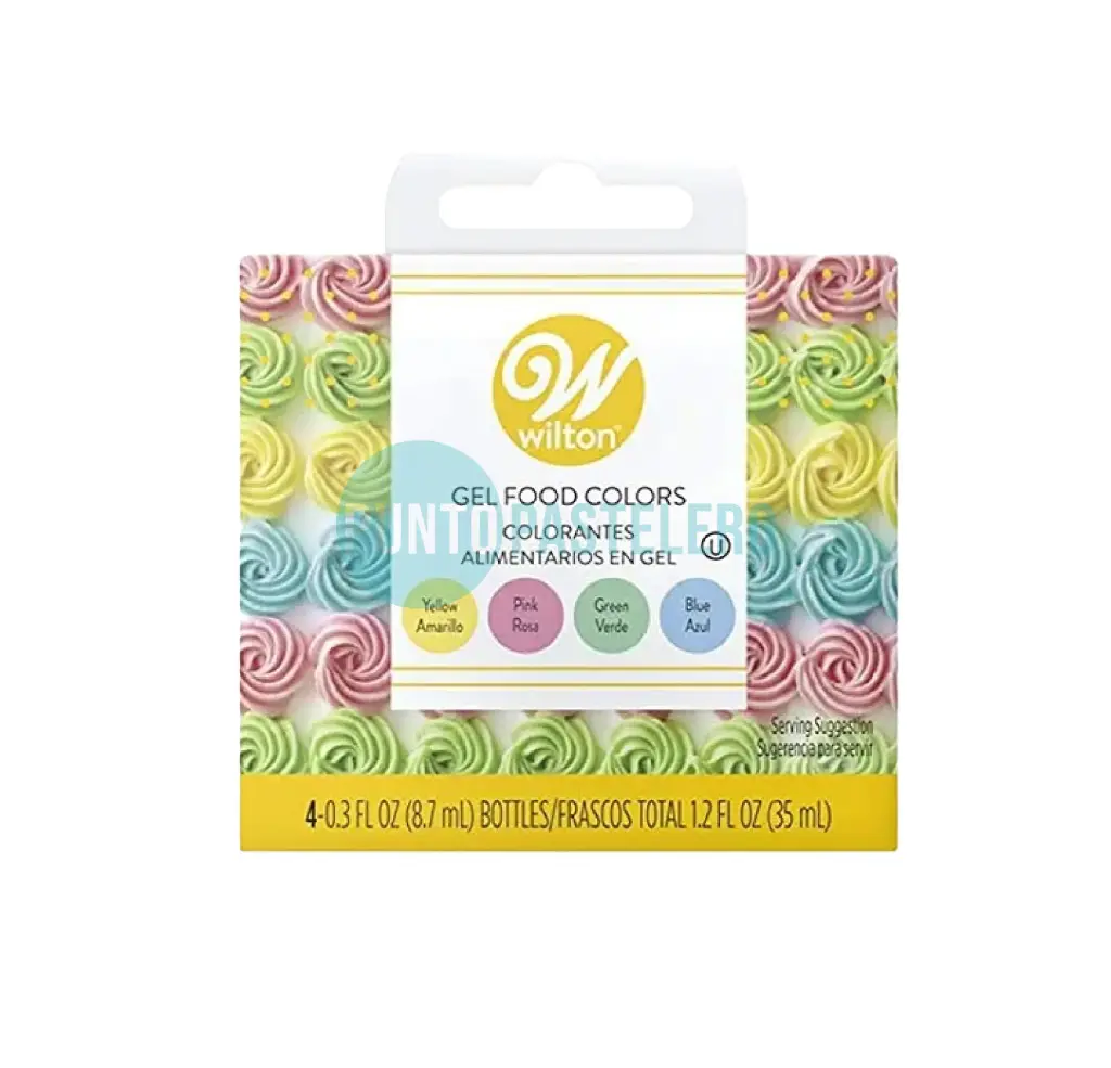 SET COLORANTES EN GEL WILTON (4 U) (COLORES PASTEL)
