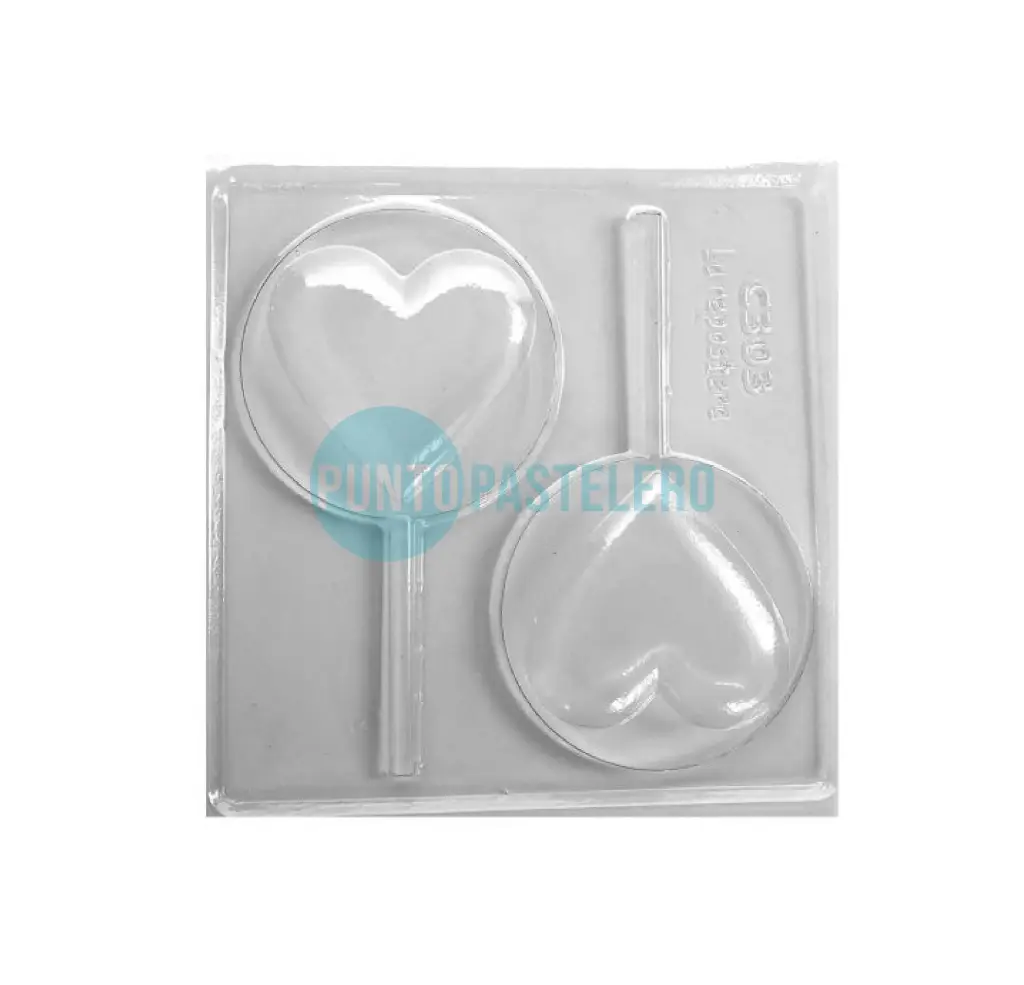 PLACA ACETATO PARA CHUPETIN/PALETA REDONDA CON CORAZON N° C303 [B2]
