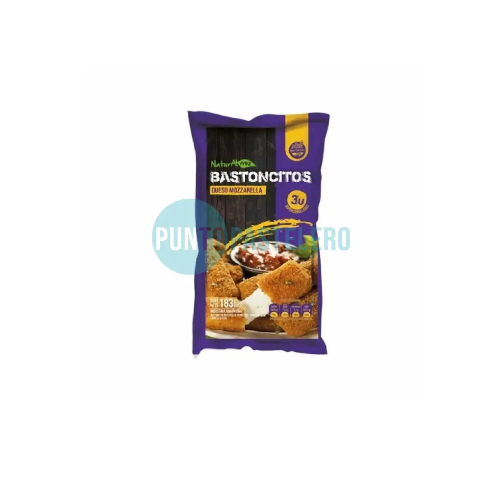 BASTONCITOS DE MUZZARELLA NATURALARROZ (X 3 U.) (SIN TACC)