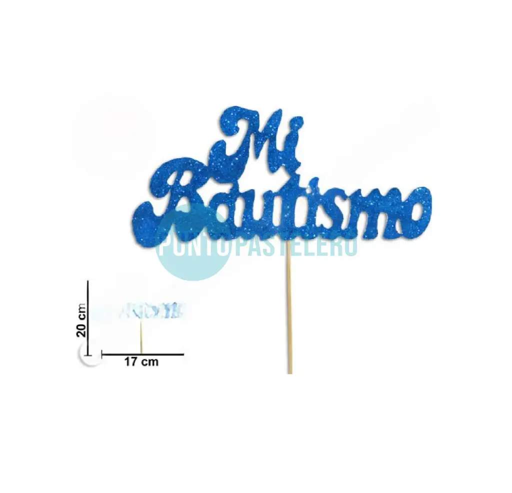 PINCHE TELGOPOR CON BRILLO FRASE MI BAUTISMO CELESTE