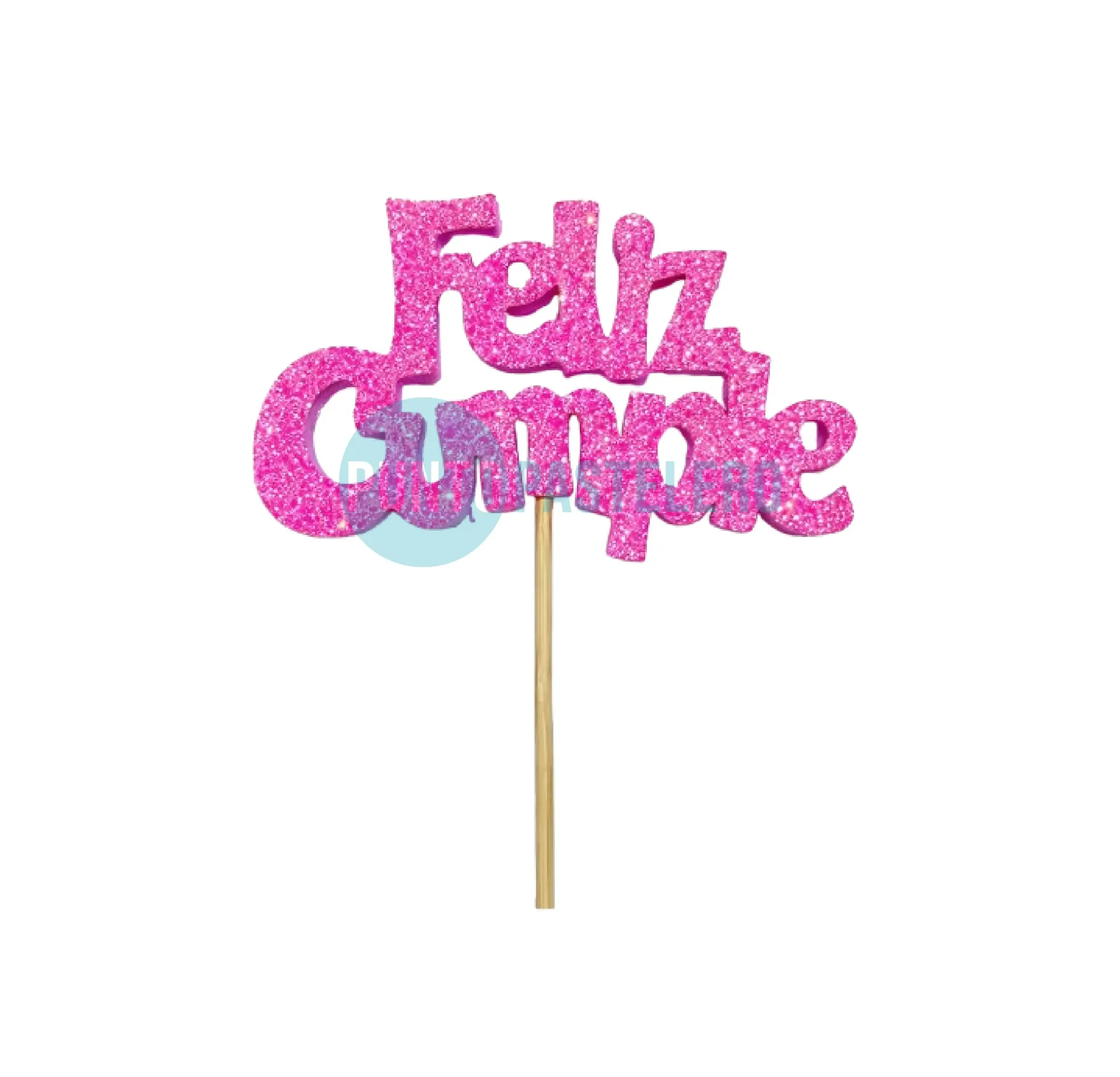 PINCHE DE TELGOPOR CON BRILLO FRASE GRANDE FELIZ CUMPLE FUCSIA