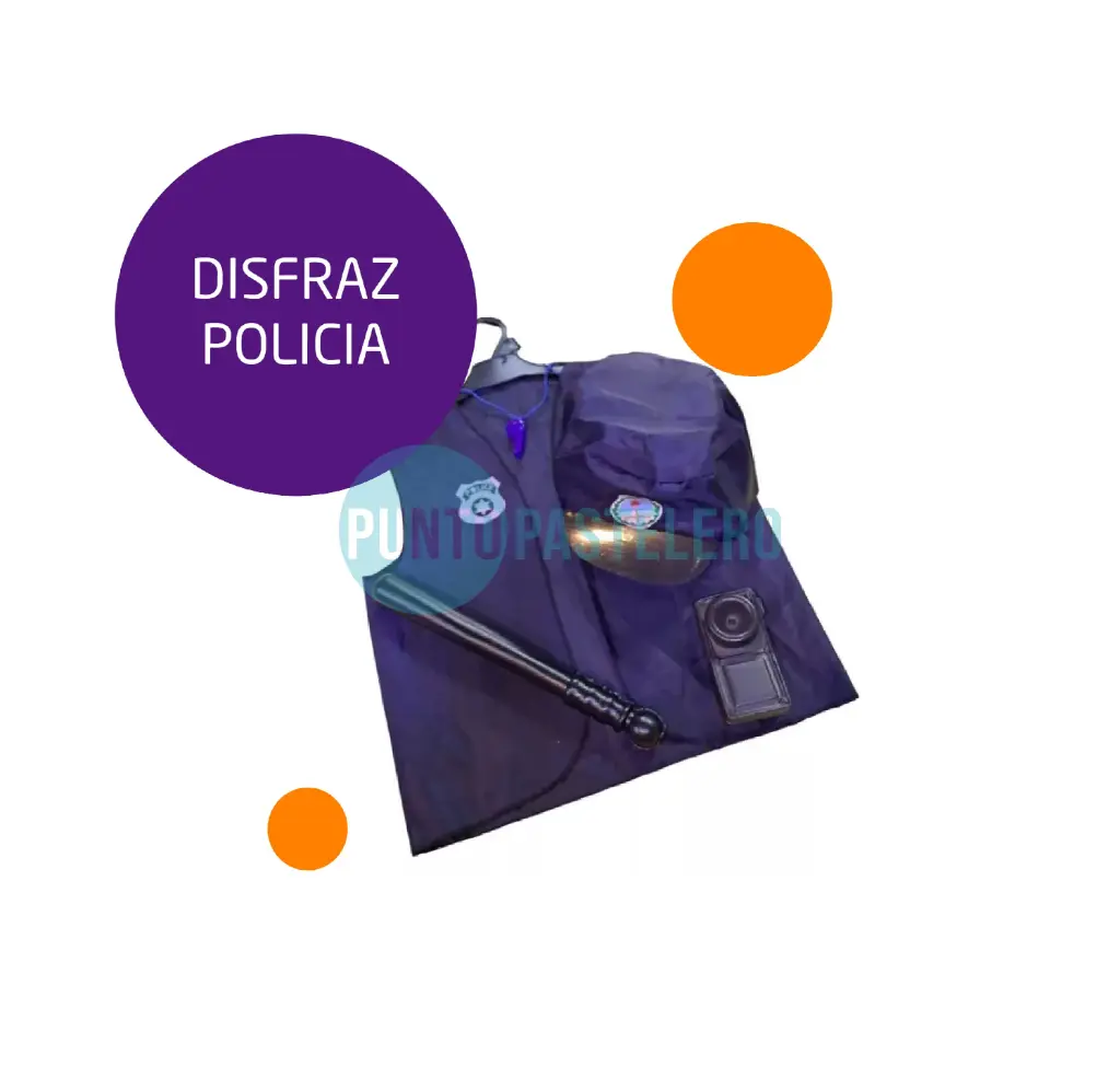 SET DISFRAZ POLICIA (CACHIPORRA - GORRO - CHALECO)