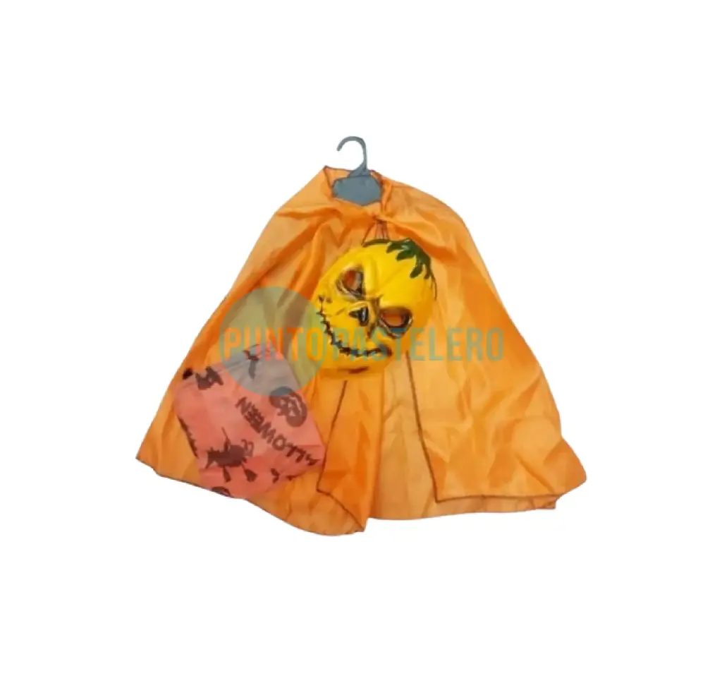 SET DISFRAZ CALABAZA (CAPA-CARETA-BOLSA CARAMELERA)
