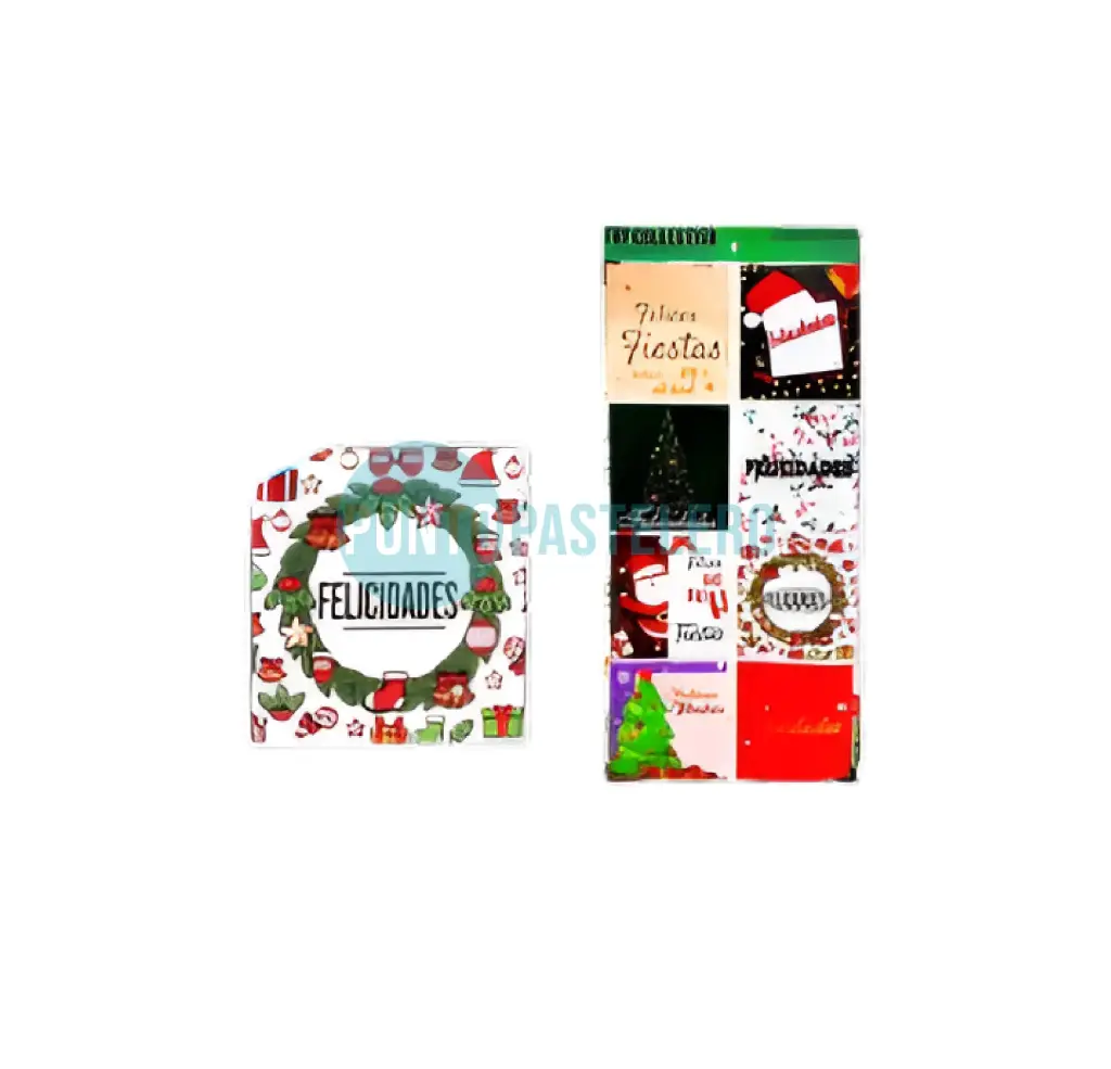 STICKERS EN PLANCHA NAVIDEÑOS CUADRADOS (40 U.)