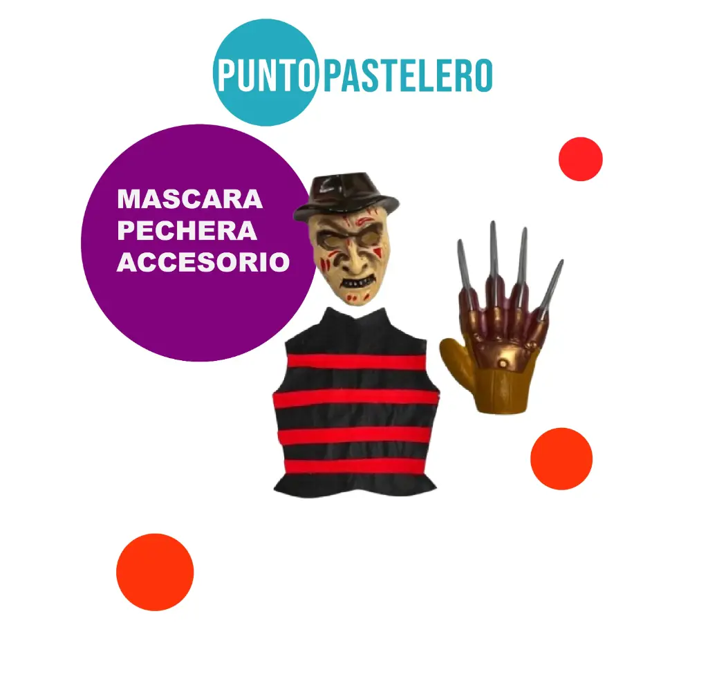 SET DISFRAZ HALLOWEEN FREDDY (GARRA-CARETA-PECHERA)