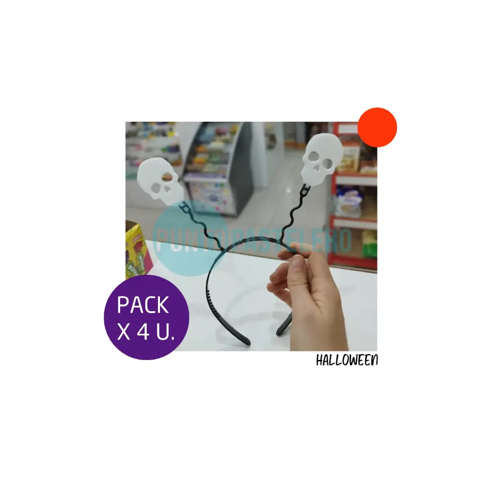 [000000050319] VINCHA PLASTICA CALAVERA HALLOWEEN (X 4 U.)