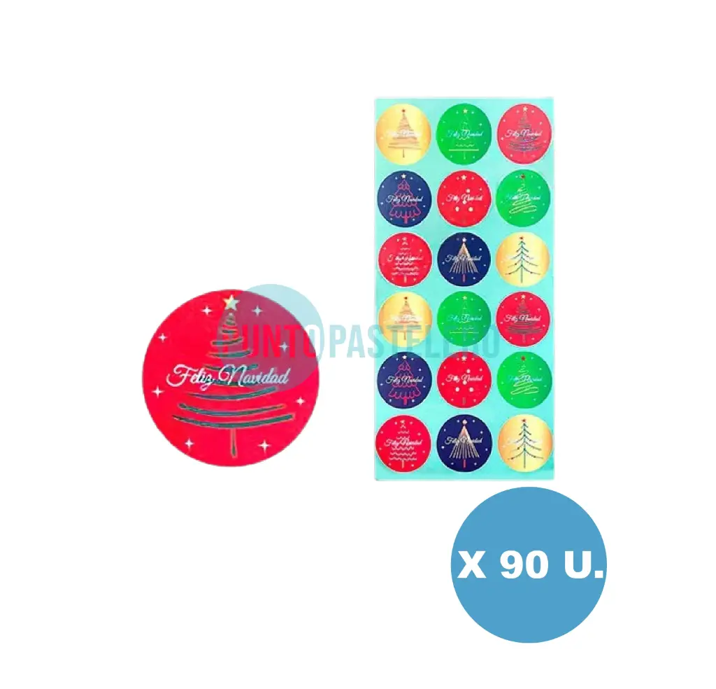 STICKERS NAVIDEÑOS REDONDOS SURTIDOS (90 U.)