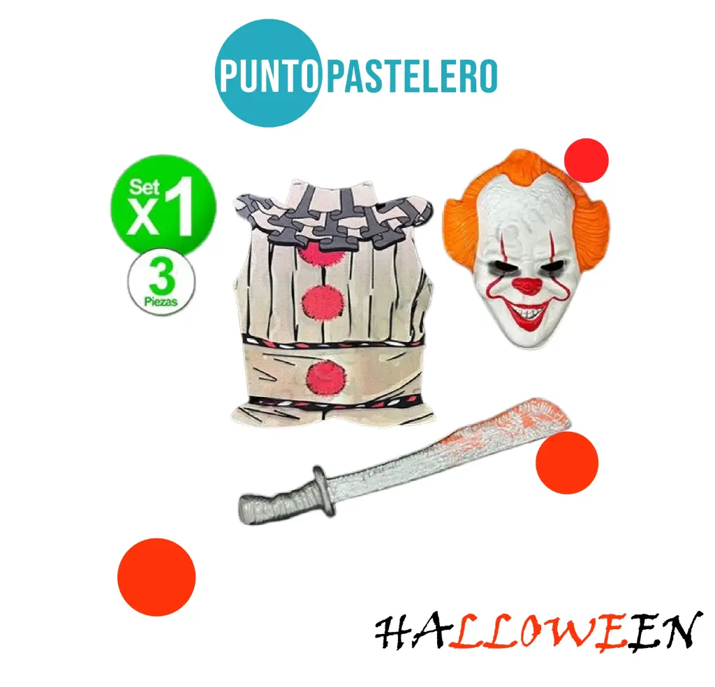 SET DISFRAZ PAYASO IT (CAPA-CARETA-ESPADA)