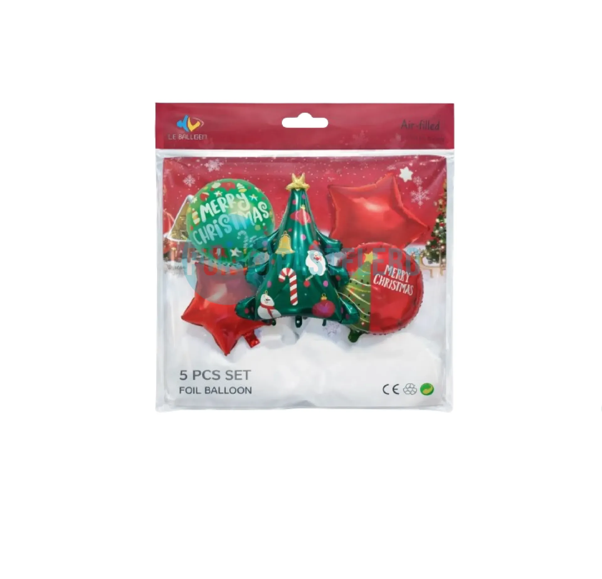 SET GLOBO METALIZADO NAVIDAD ARBOL (5 PZ)