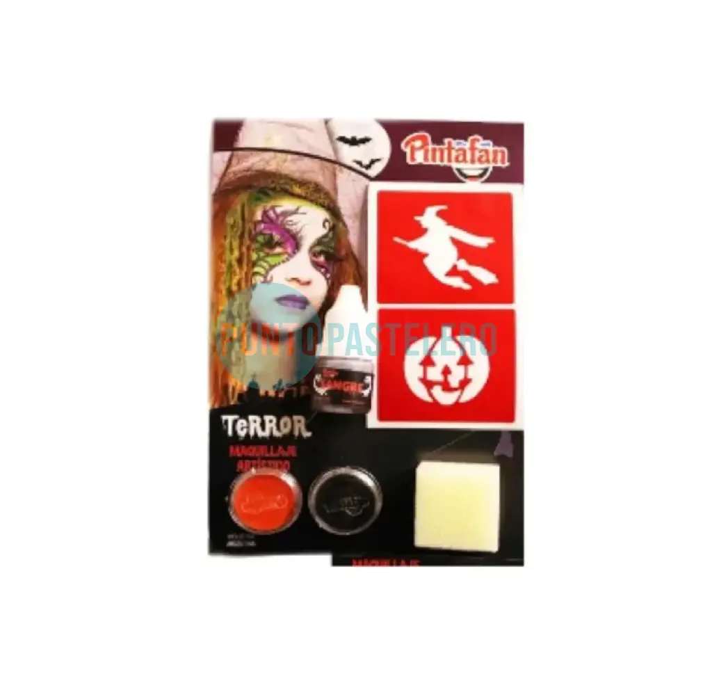 [7798301771820] MAQUILLAJE KIT HALLOWEEN BRUJA CON SANGRE Y STENCIL