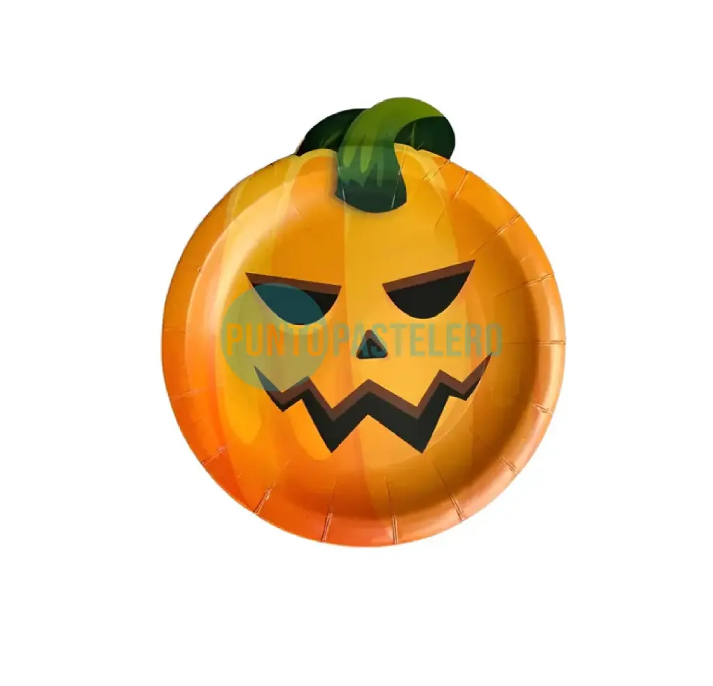 PLATO POLIPAPEL CARTON HALLOWEEN CALABAZA (8 U.)