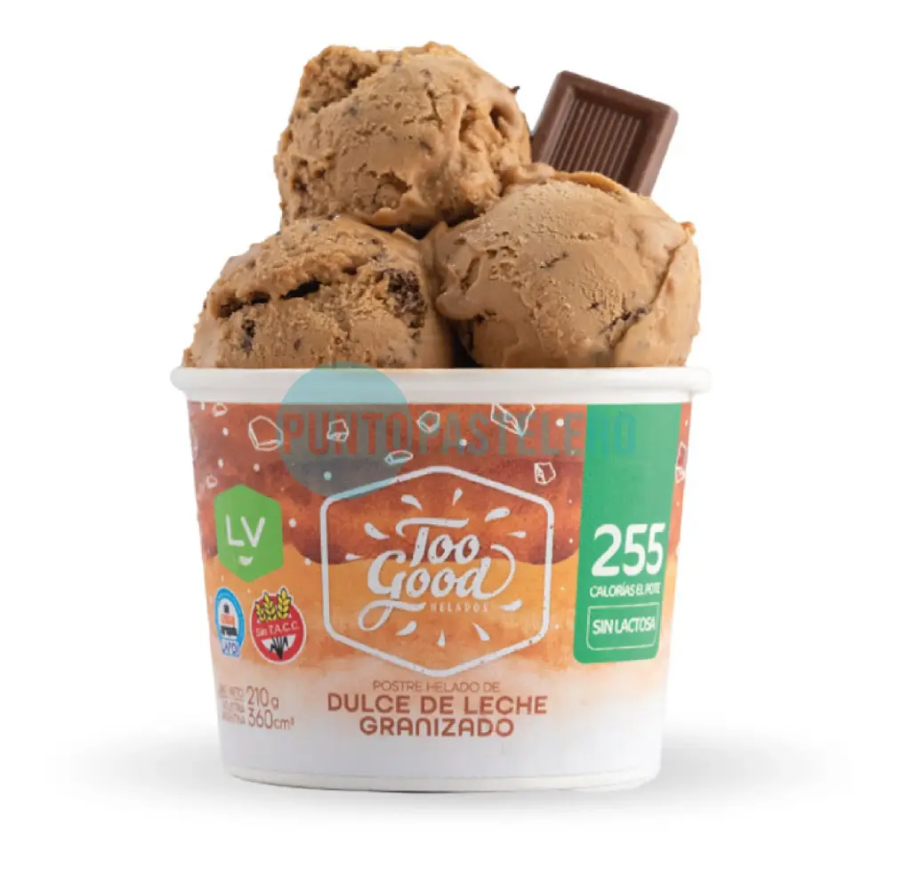 HELADO PROTEICO DULCE DE LECHE GRANIZADO TOO GOOD (X 210 GR.) (SIN TACC) (SIN AZUCAR)