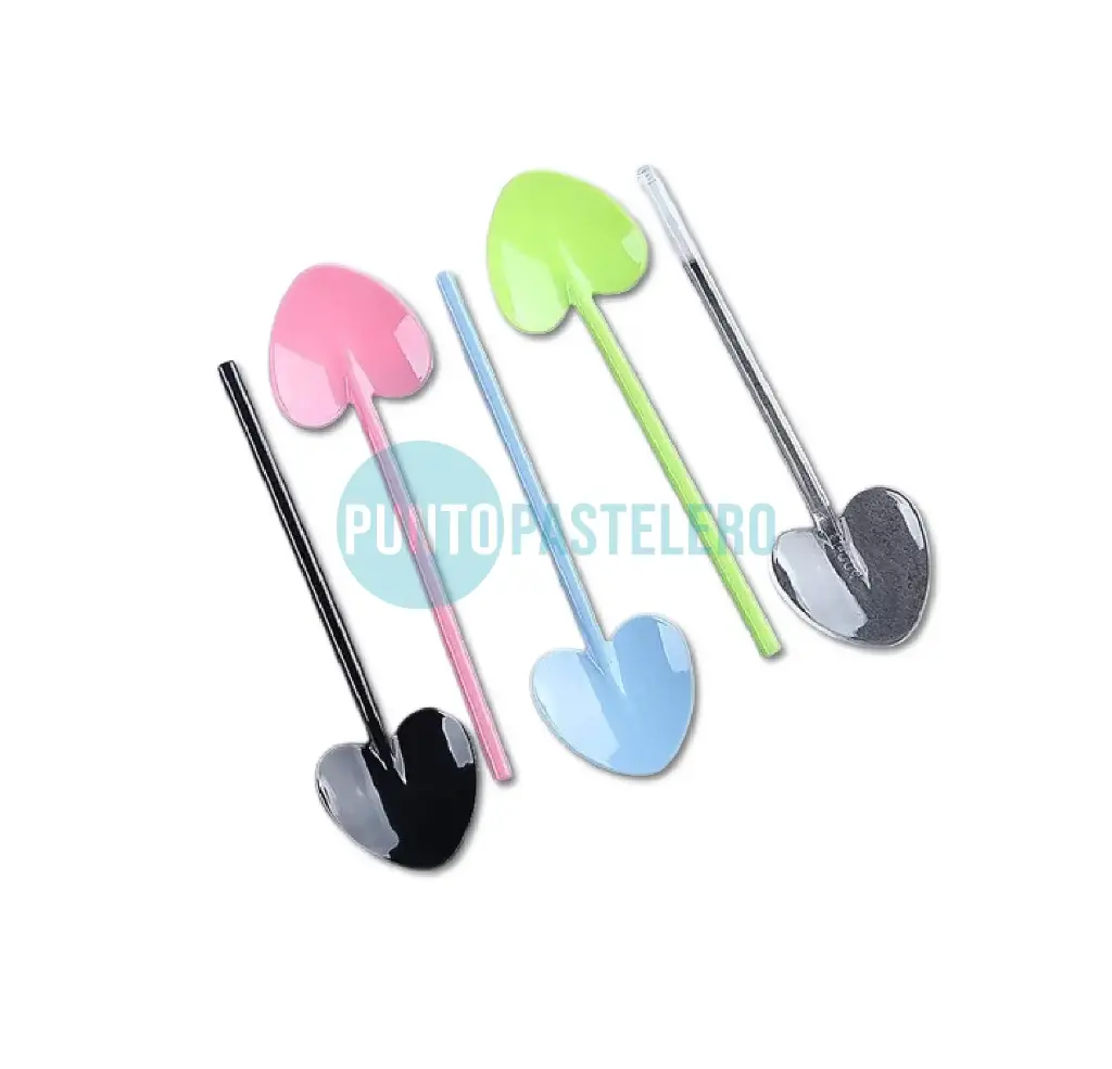 CUCHARA DESCARTABLE CORAZON PALA (COLORES VARIOS)