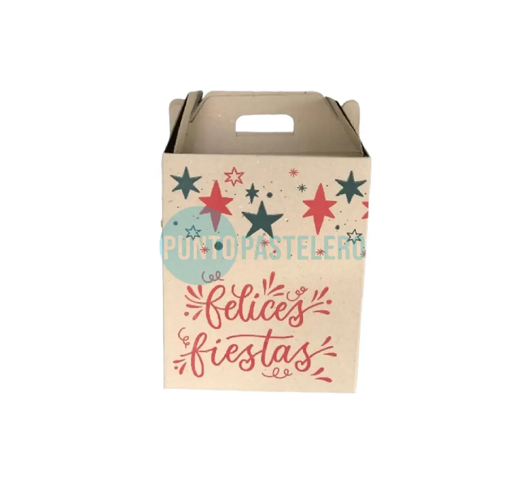 CAJA NAVIDEÑA KRAFT MICROCORRUGADO CON MANIJA NAVIDAD (27X17X33 CM) [GLBS]