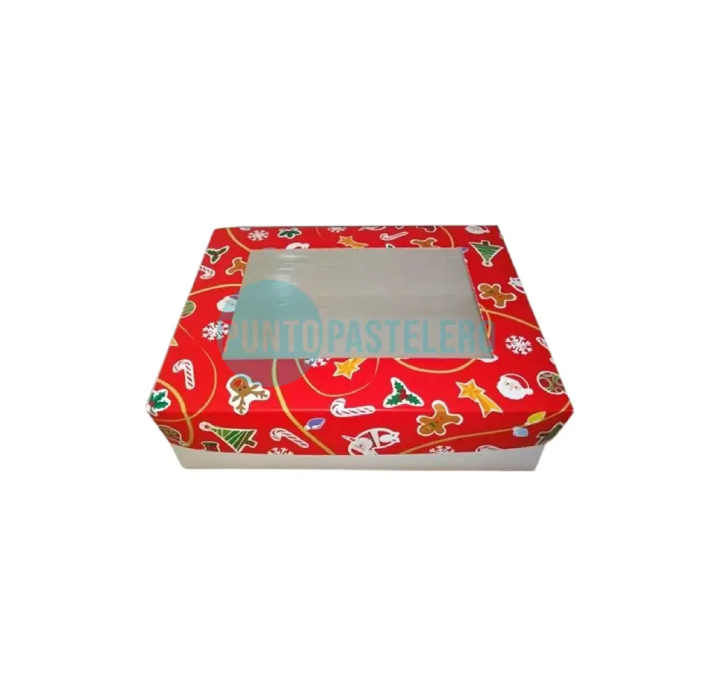 CAJA ESTAMPADA CON VISOR NAVIDAD (32X25X10CM) [50]