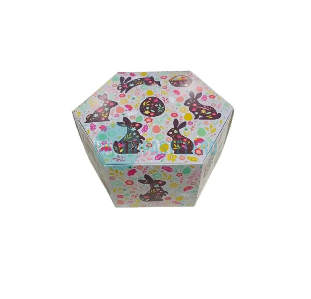 CAJA HEXAGONAL MEDIO HUEVO ESTAMPA (19 X 22 X 10 CM)