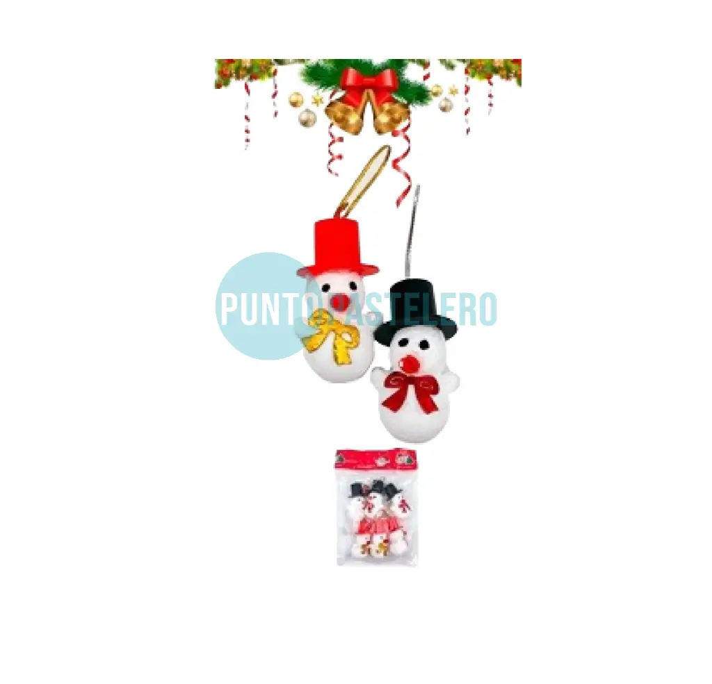 ADORNO NAVIDEÑO MUÑECO DE NIEVE CON SOMBRERO 5CM (6 U.)