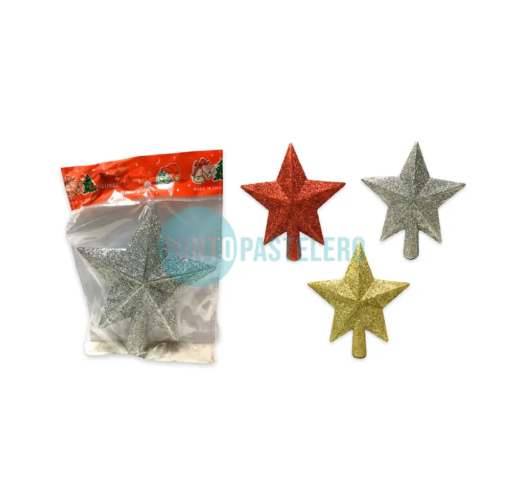 ADORNO NAVIDEÑO PUNTAL ESTRELLA GIBREADA (12 CM)