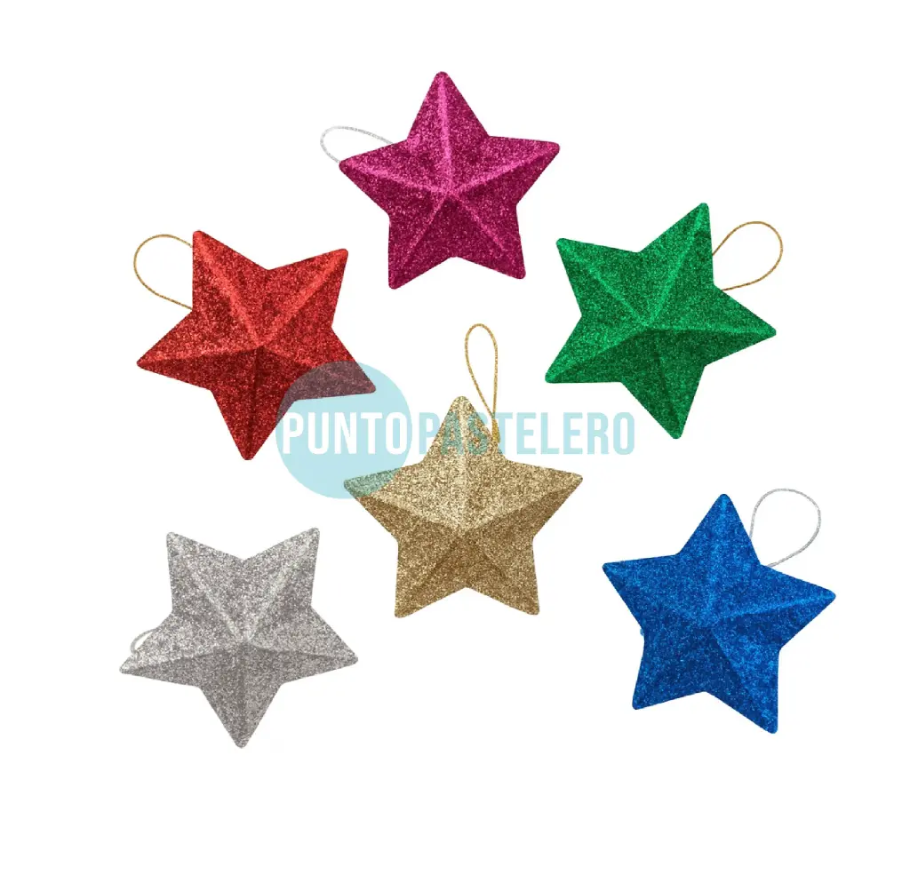 ADORNO NAVIDEÑO ESTRELLA GIBREADA CHICA 4.6 CM (6 U.)