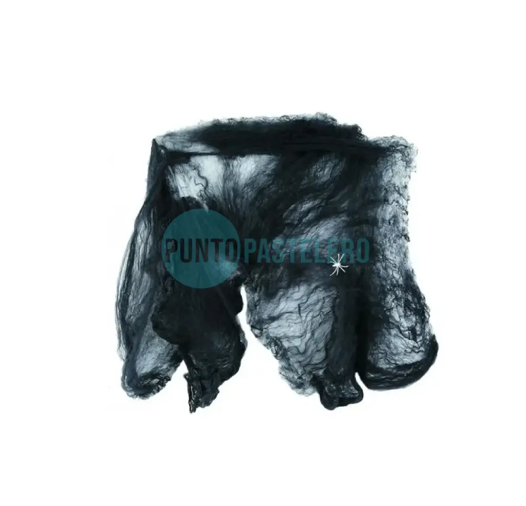 [6929323171164] TELA DE ARAÑA CON ARAÑITAS NEGRA HALLOWEEN