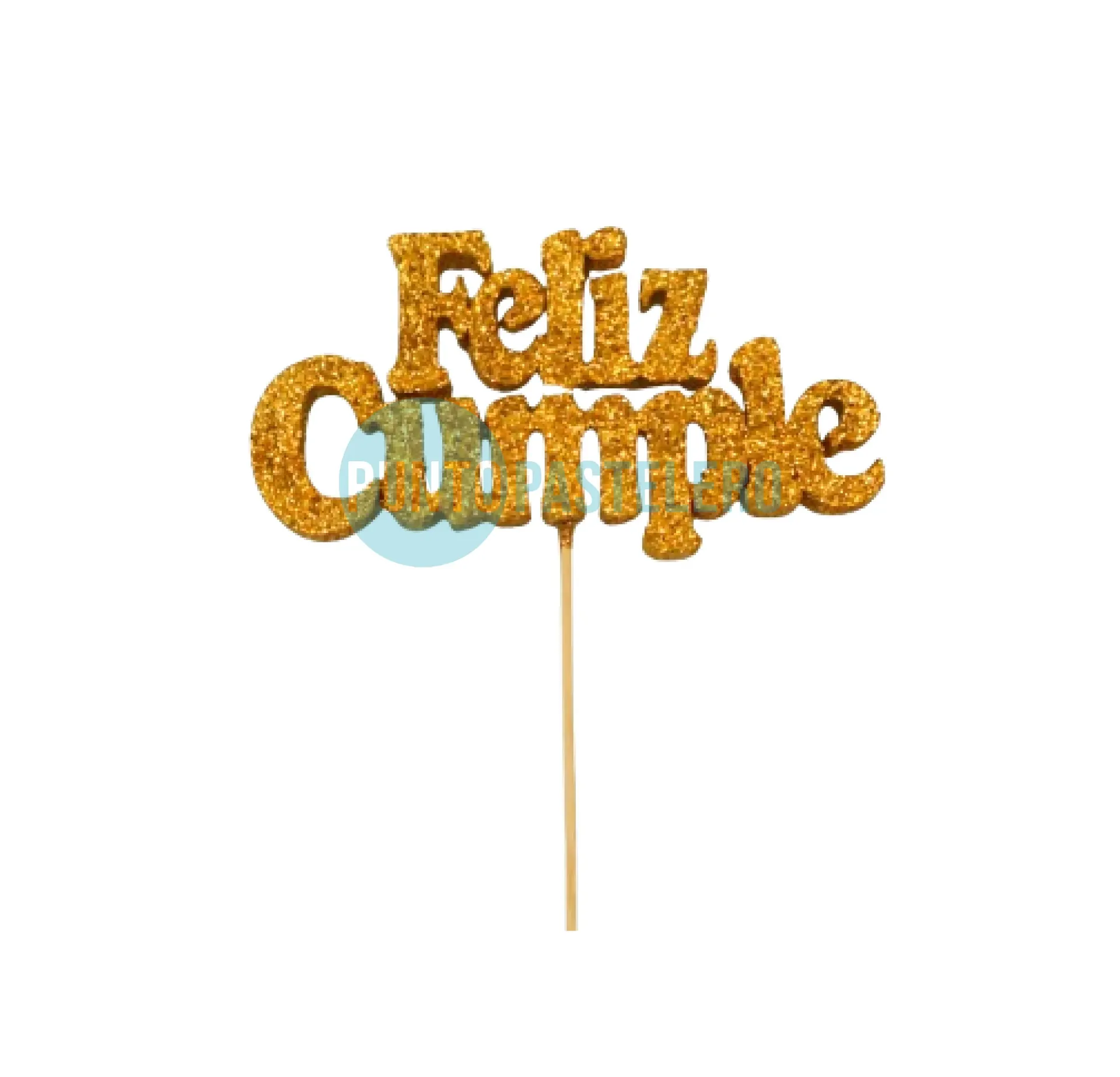 PINCHE DE TELGOPOR CON BRILLO FRASE GRANDE FELIZ CUMPLE DORADO