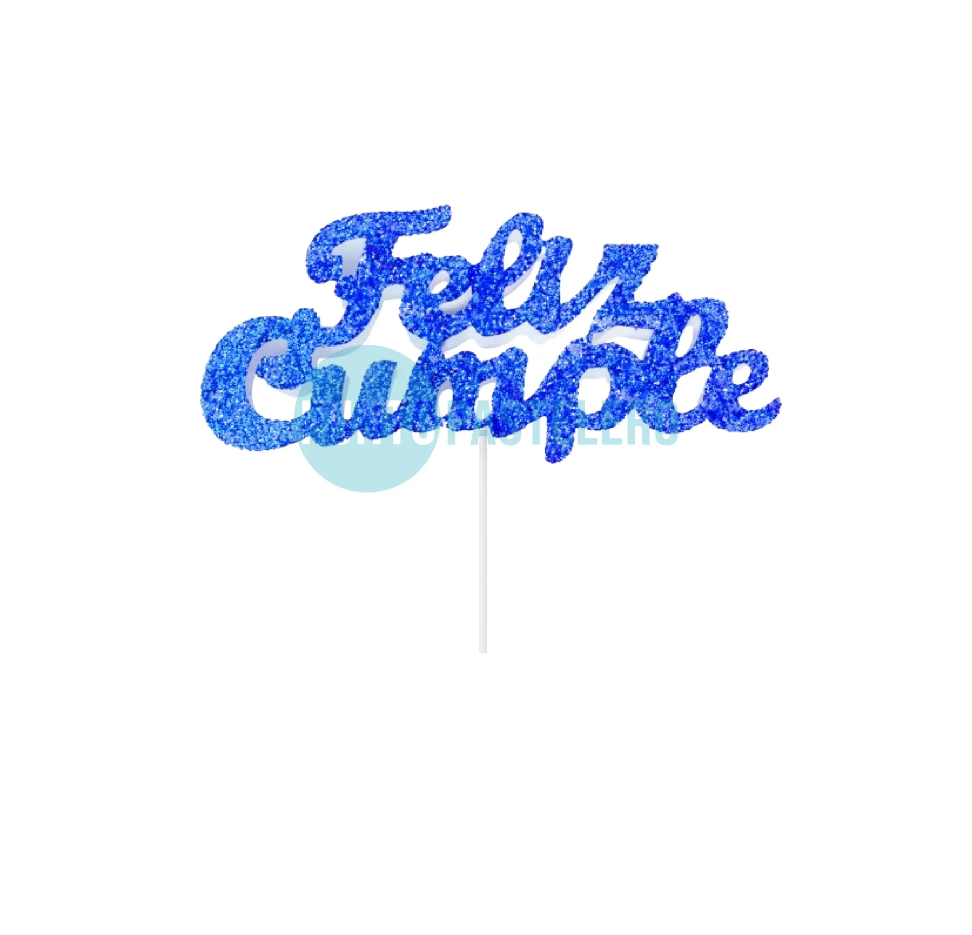 PINCHE DE TELGOPOR CON BRILLO FRASE GRANDE FELIZ CUMPLE AZUL