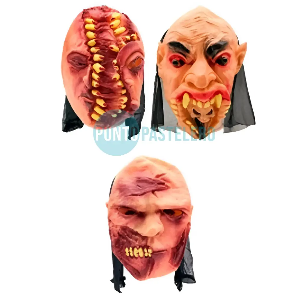 [6929324171378] CARETA MASCARA DE LATEX CON VELO HALLOWEEN SANGRIENTA Y DIENTES