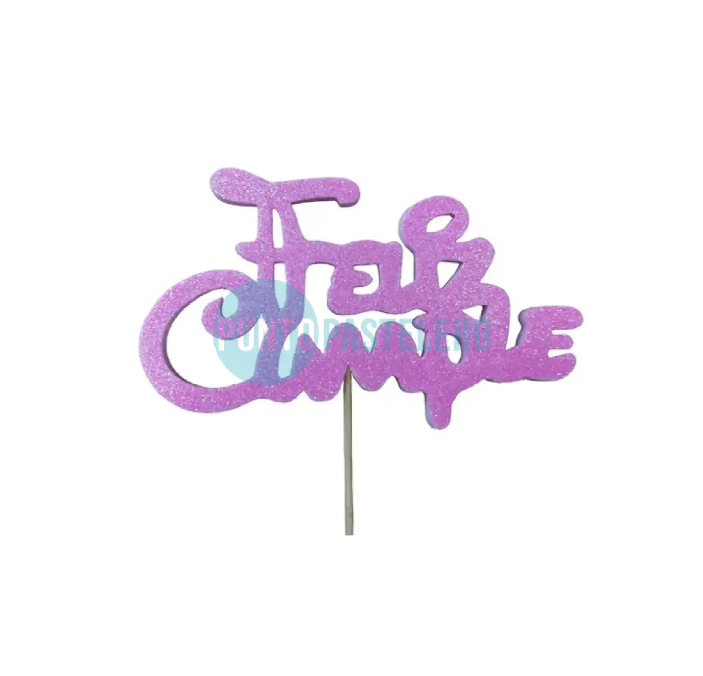 PINCHE TELGOPOR CON BRILLO FRASE FELIZ CUMPLE ROSA