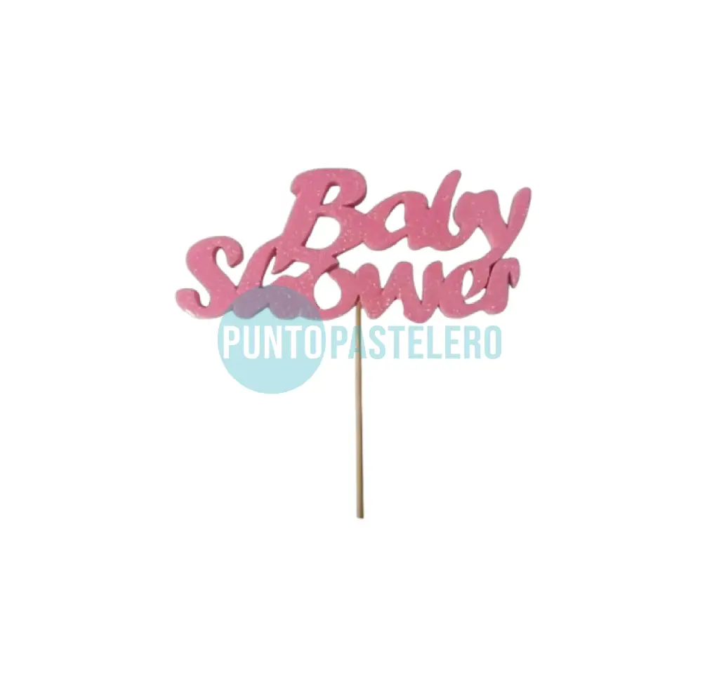 PINCHE TELGOPOR CON BRILLO FRASE BABY SHOWER (ROSA)