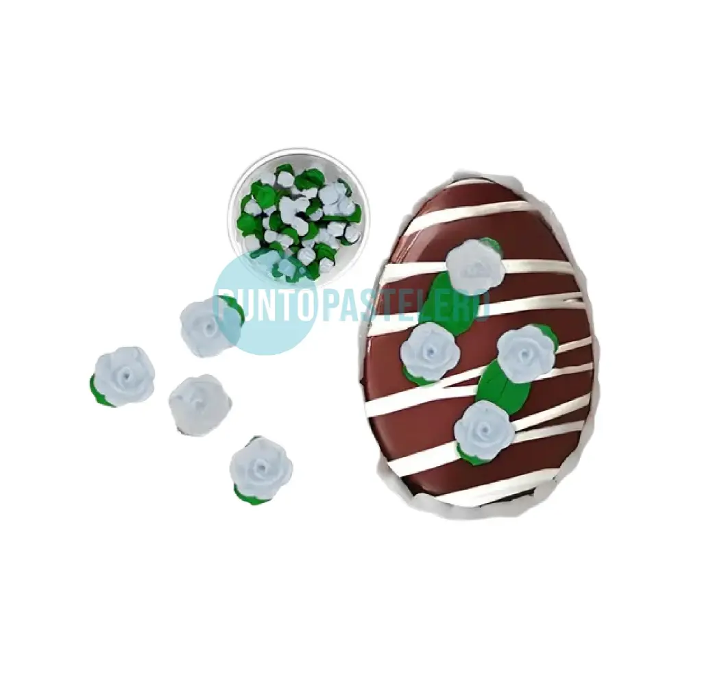 FLOR DE AZUCAR MINI ROSA BLANCA (X PAQUETE)