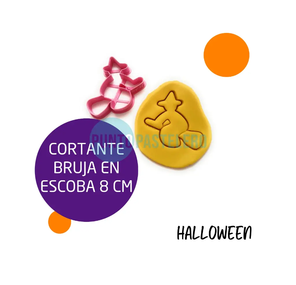 [000000046295] CORTANTE MARCADOR PLASTICO 3D BRUJA Y ESCOBA HALLOWEEN