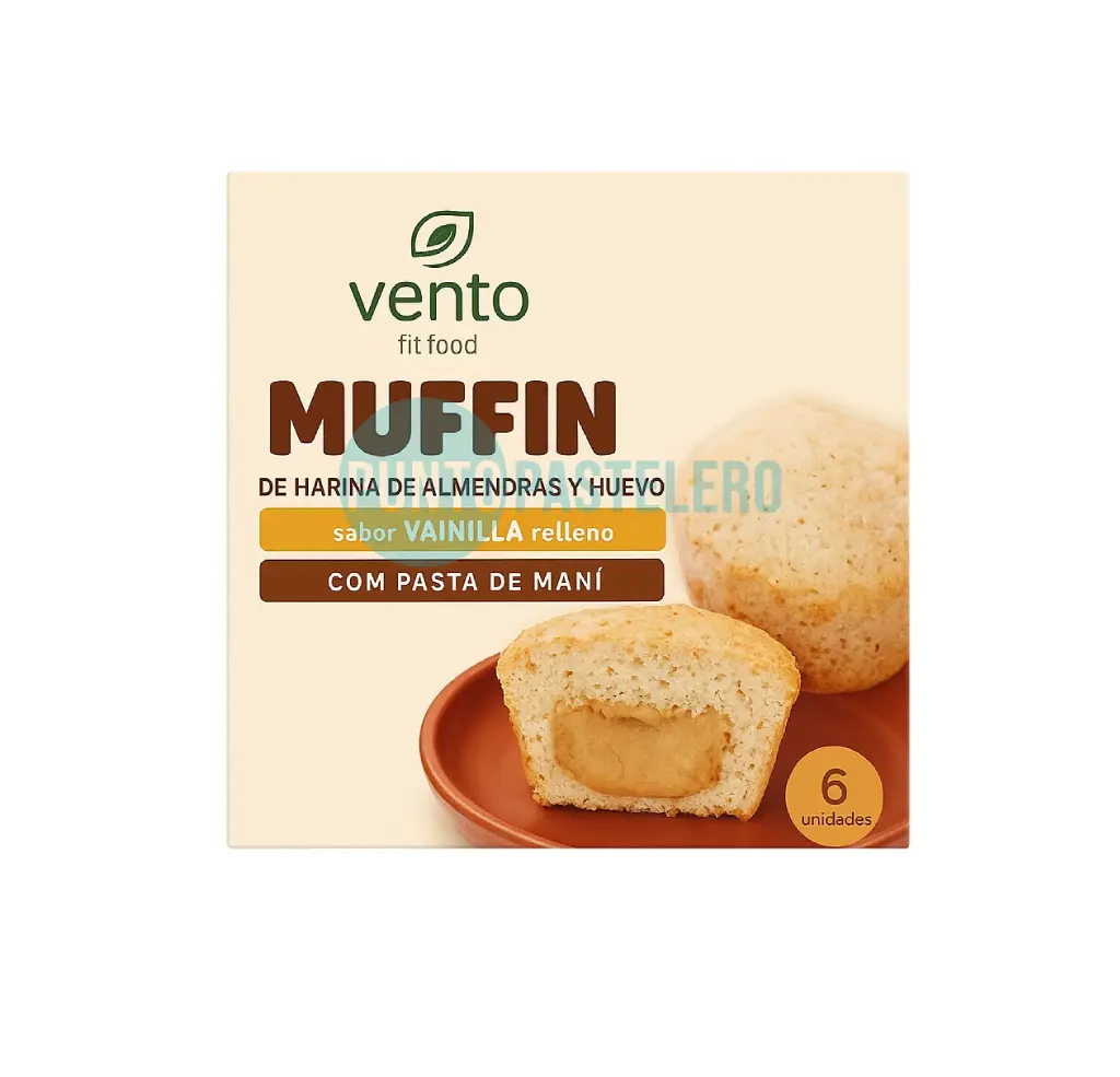 MUFFIN VENTO FIT VAINILLA Y PASTA DE MANI (CON HARINA DE ALMENDRAS) (X 6 U.)