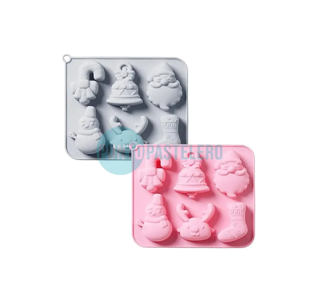MOLDE SILICONA NAVIDAD 6 FIGURAS (PAPA NOEL-REGALITOS) [P]