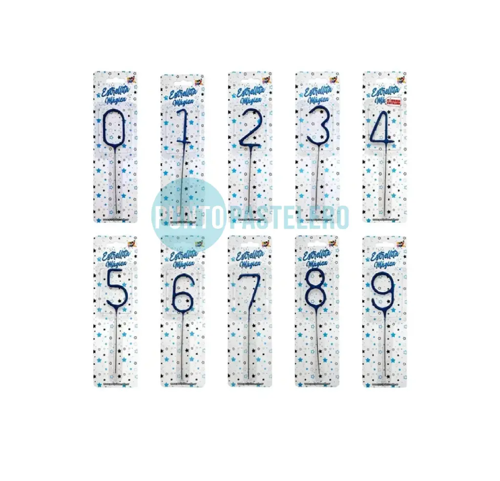 VELA SPARKLER PLATA-AZUL (0 AL 9)
