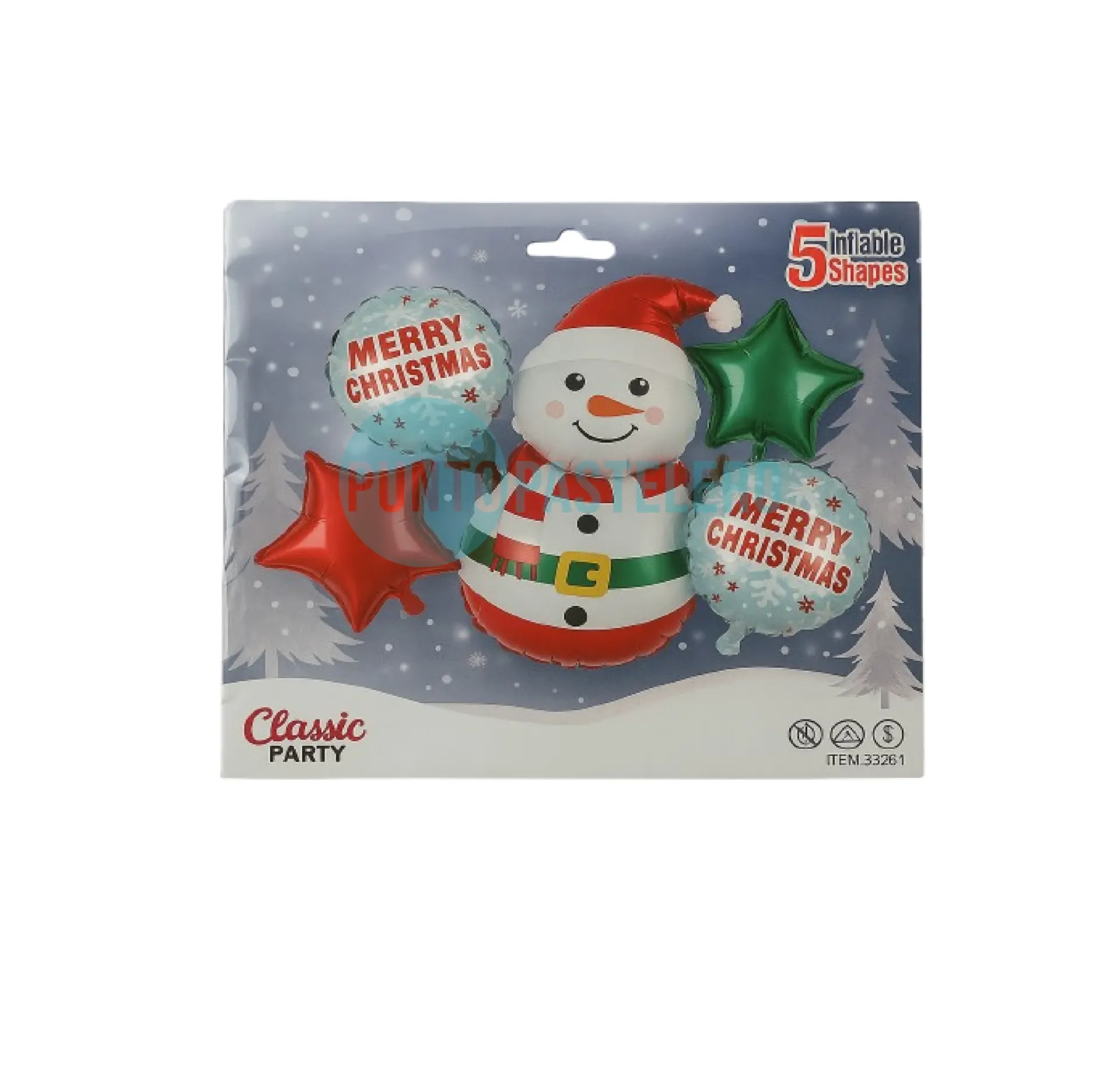 SET GLOBO METALIZADO NAVIDAD PAPA NOEL (5 PZ)