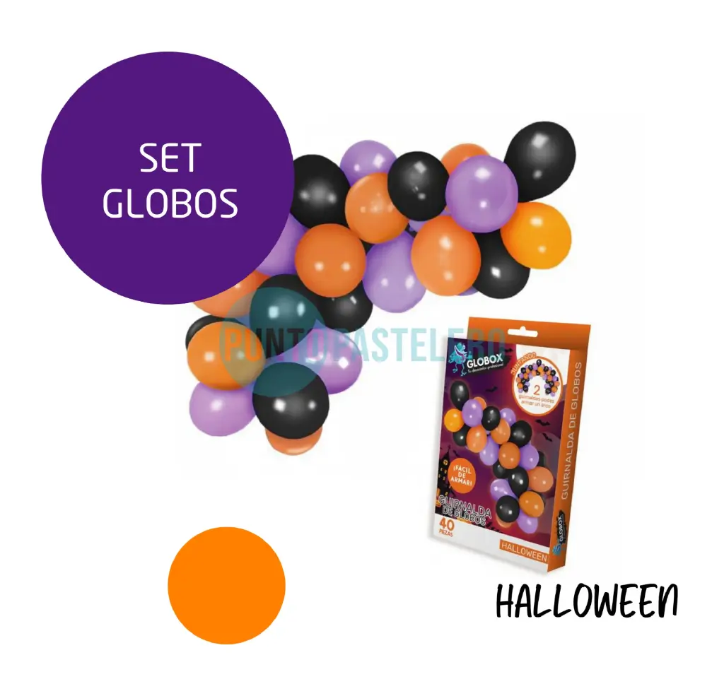 [7798194153765] GUIRNALDA DE GLOBOS HALLOWEEN GLOBOX (40 PIEZAS)