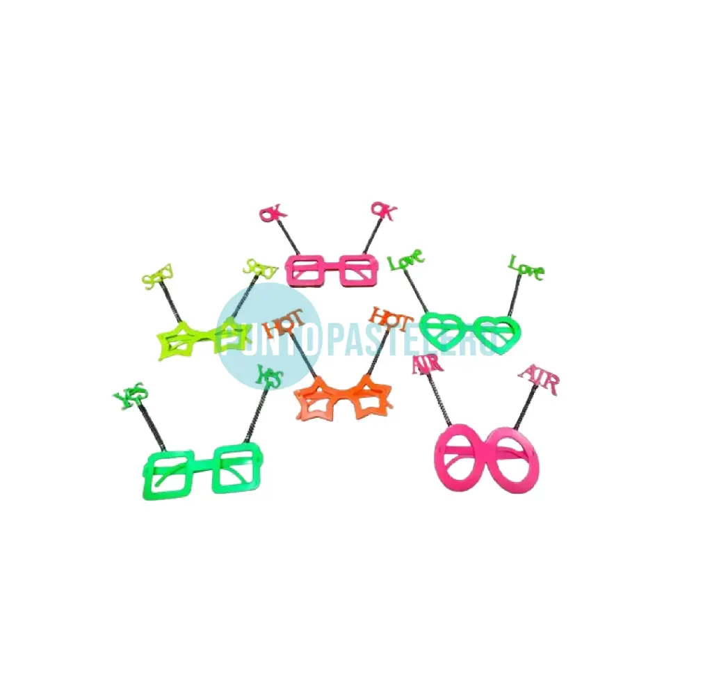 ANTEOJOS FLUO CON RESORTES FRASES (X 4 U.)