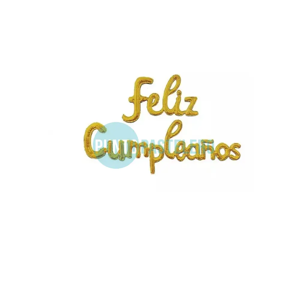GLOBO METALIZADO "FELIZ CUMPLEAÑOS" CURSIVA DORADO