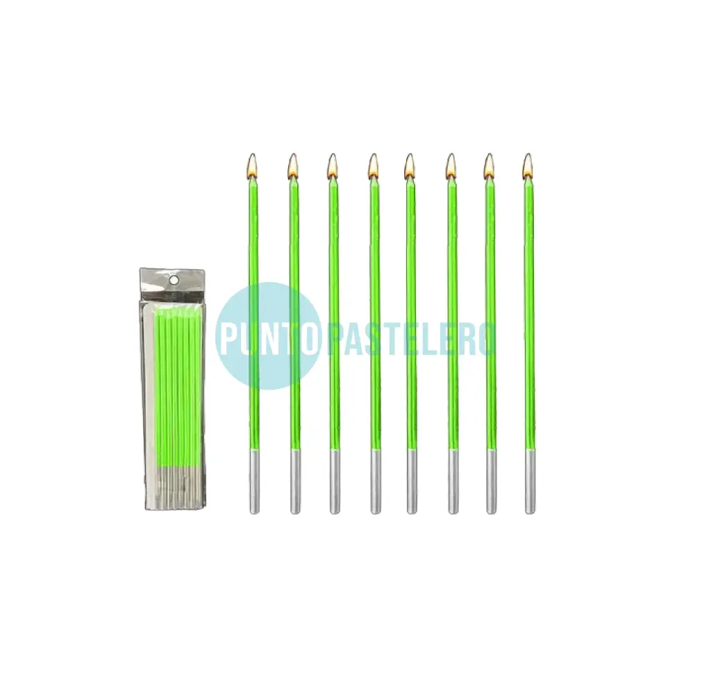 PACK VELAS VERDE METALIZADO 15 CM (8 U.)