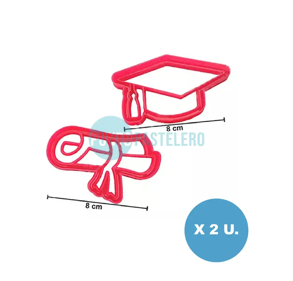 SET CORTANTE MARCADOR PLASTICO 3D GORRO EGRESADO/DIPLOMA (2 U.) [1-3]