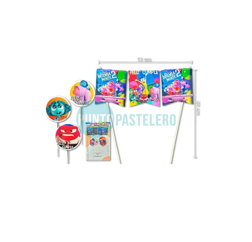 SET FELIZ CUMPLE BANDERIN Y TOPPERS INTENSAMENTE