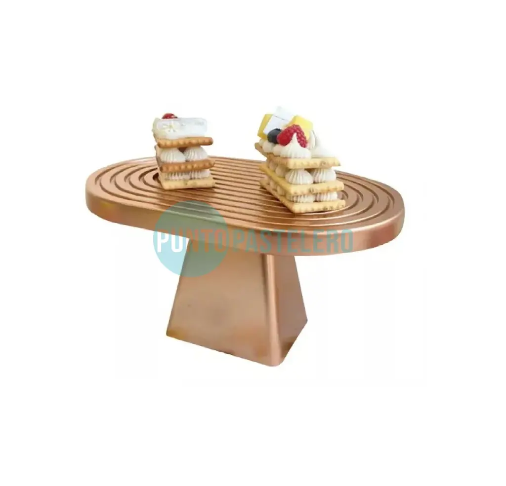 BANDEJA OVALADA CALADA METALIZADA ROSA GOLD "WAVES"