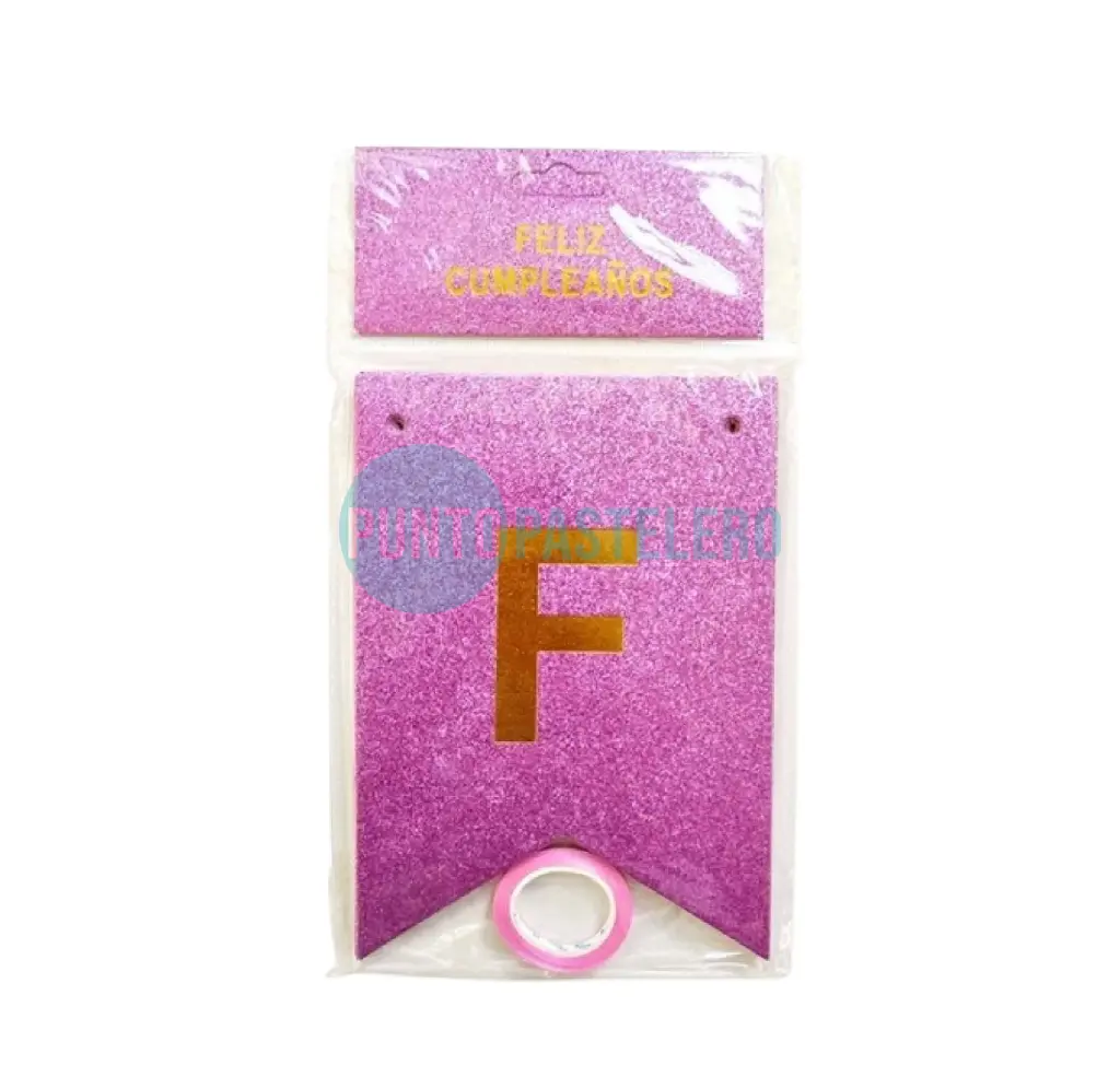 BANDERIN FELIZ CUMPLEAÑOS GIGANTE ROSA