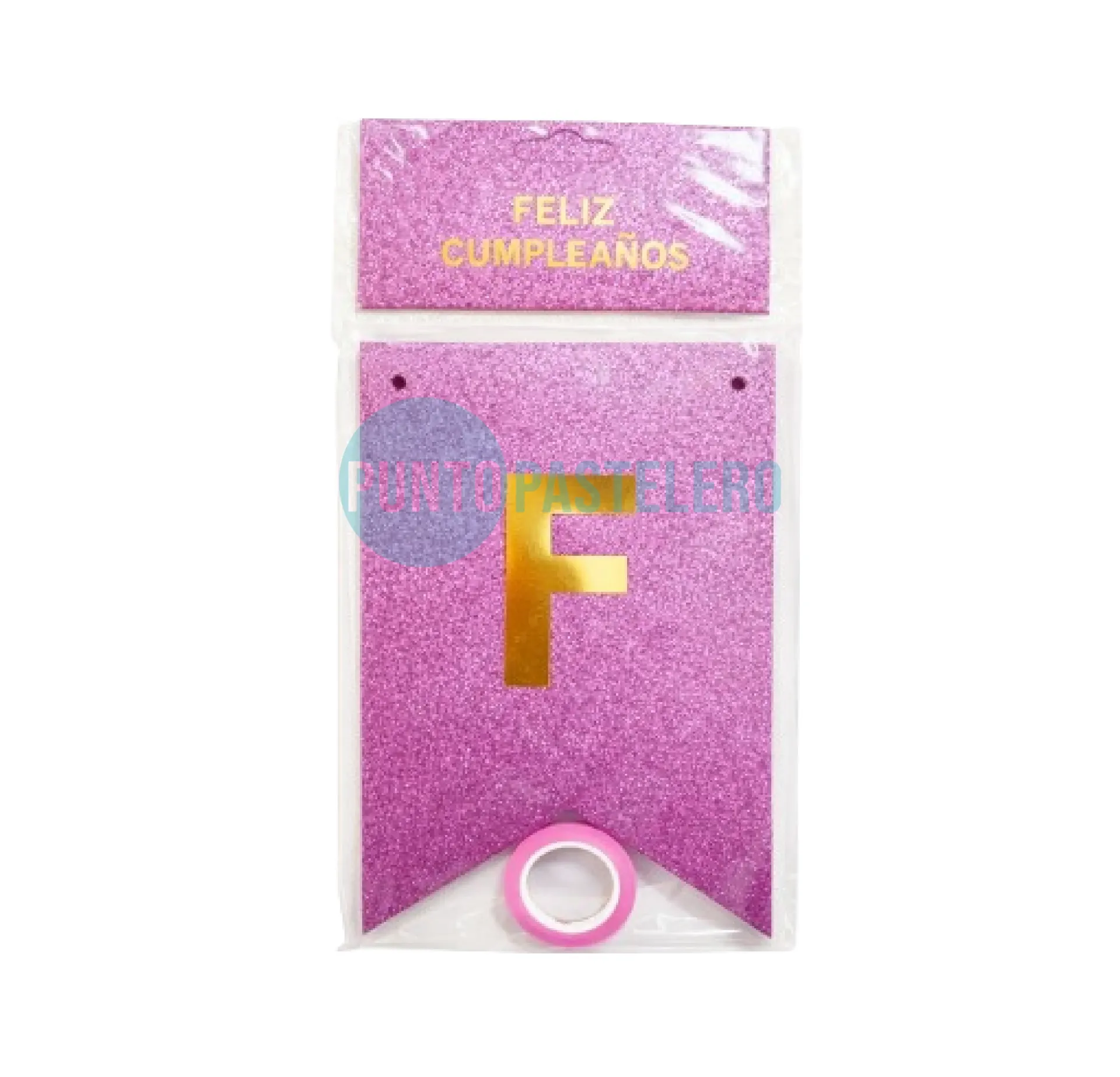 BANDERIN FELIZ CUMPLEAÑOS GIGANTE ROSA