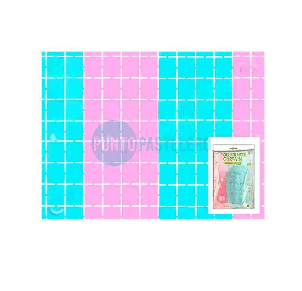 CORTINA BRICK WALL REVELACION DE GENERO (CELESTE-ROSA) (1 X 2 MT.)