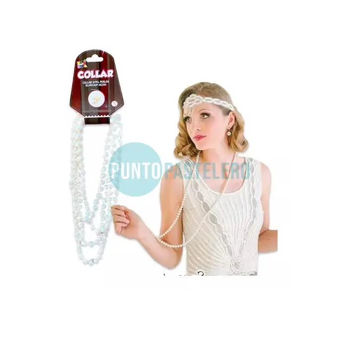 COLLAR DE PERLAS BLANCAS( PARTY STORE)