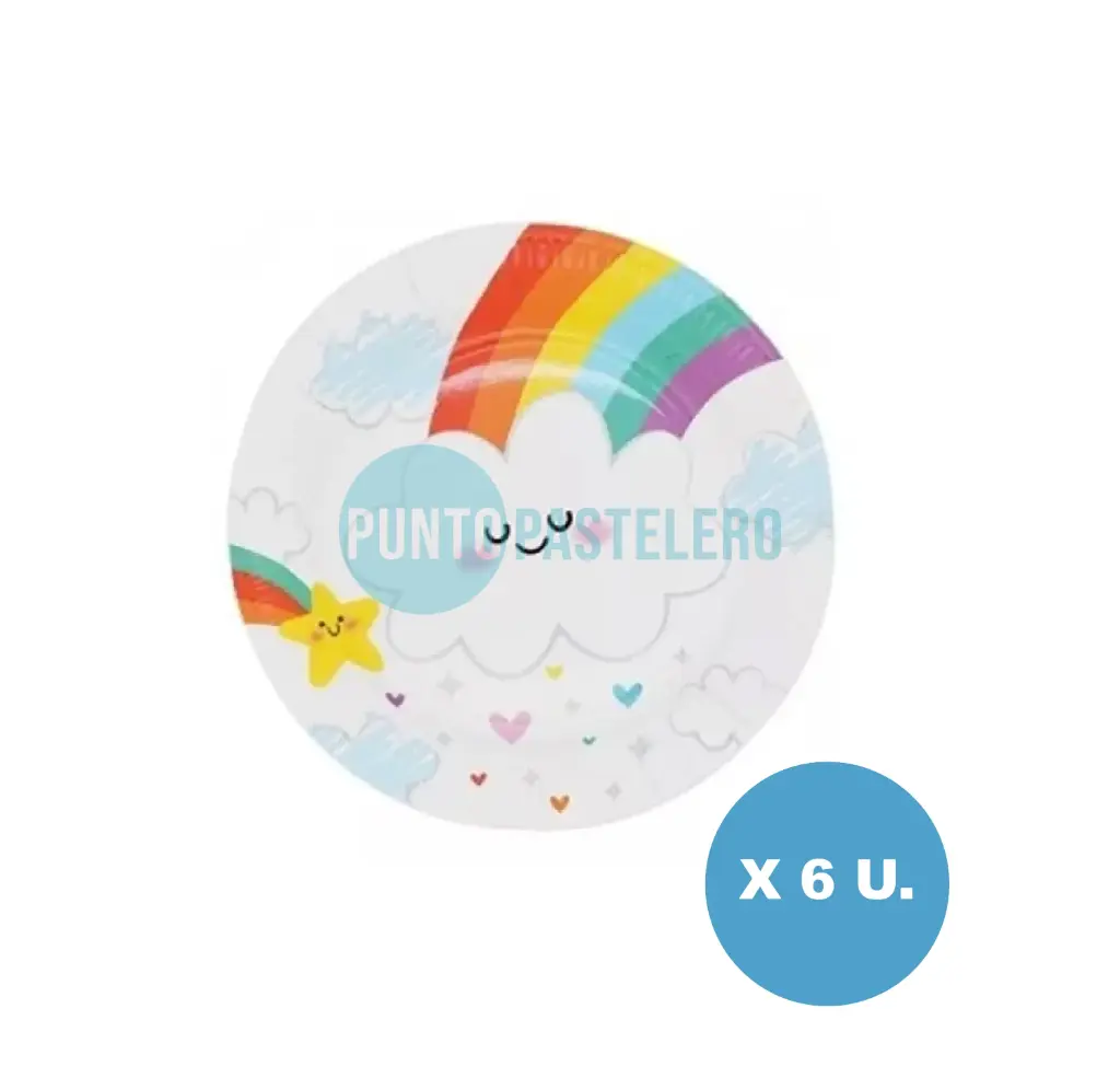 PLATO POLIPAPEL NUBE Y ARCOIRIS (6 U.)