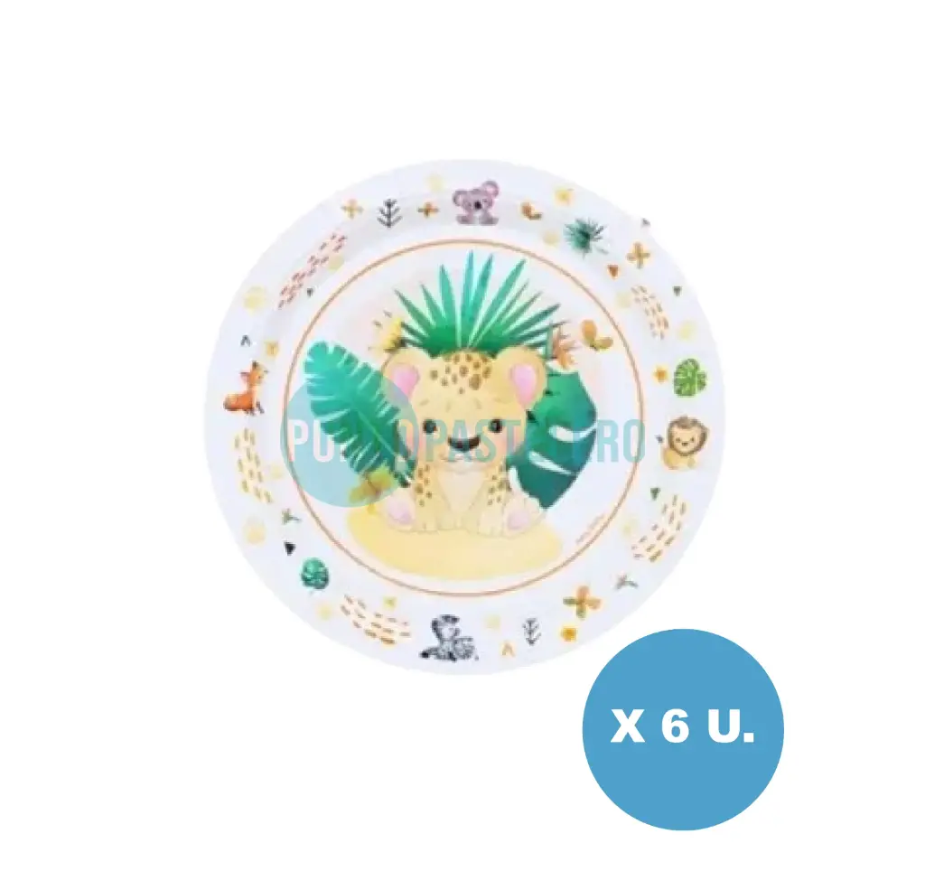 PLATO POLIPAPEL ANIMALITOS SALVAJES (6 U.)