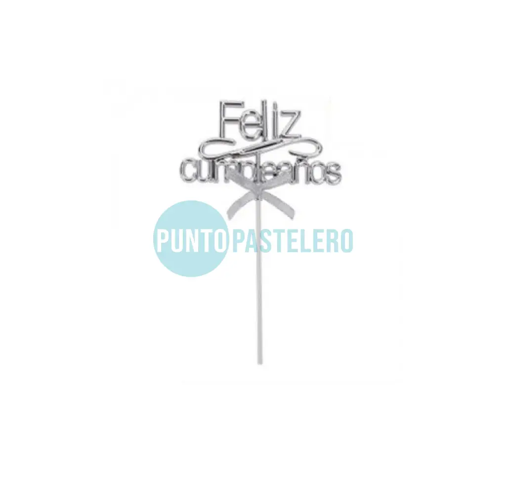 TOPPER "FELIZ CUMPLEAÑOS" PLATEADO