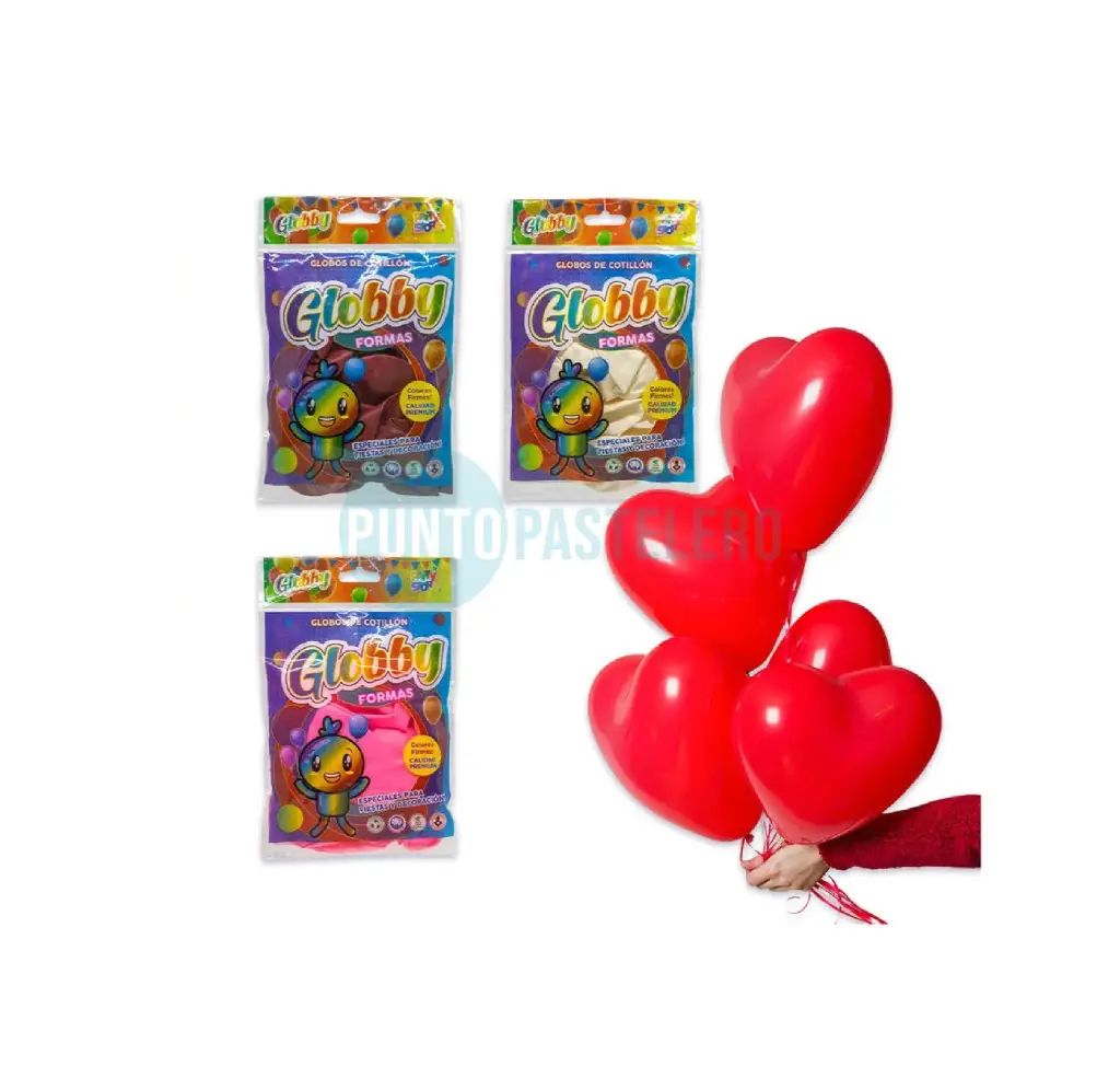 GLOBO GLOBBY CORAZON ROJO 15" (X 10 U.)
